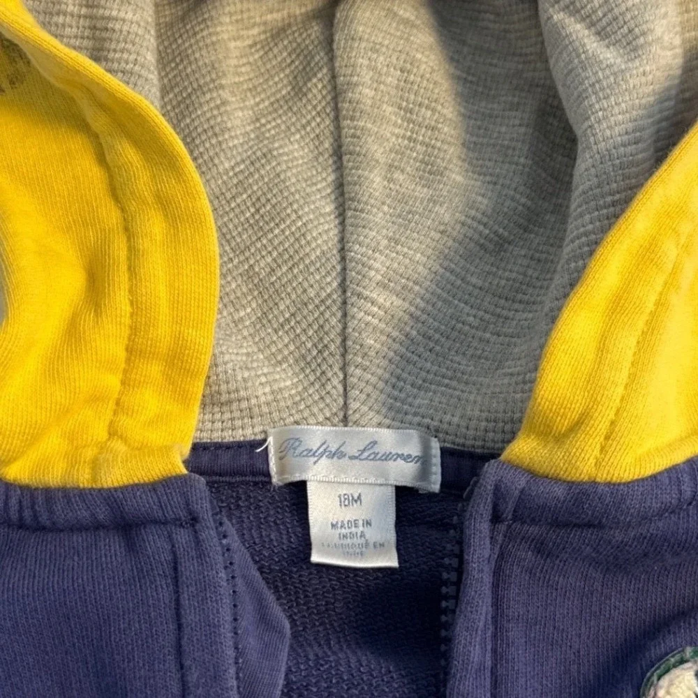 Polo Ralph Lauren Full Zip ColorBlock Hoodie Sweatshirt Denim Jeans Outfit 18m